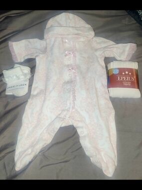 Pink Damask Hooded Baby Footed Sleeper